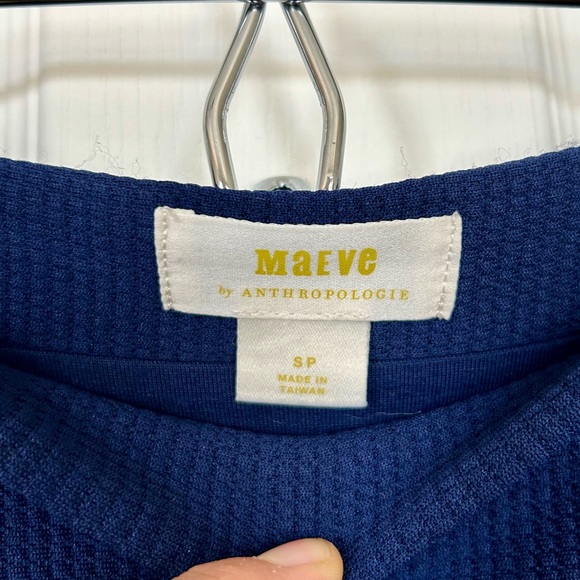 Maeve Anthropologie Maria Navy Embossed Knit Flared Midi Skirt - Picture 7 of 10